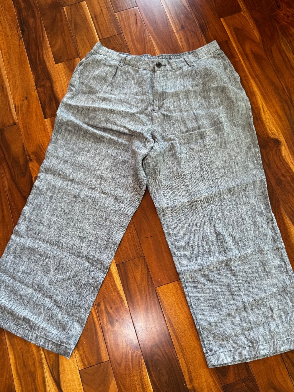 Lands' End 16W High Rise Elastic Back Wide Leg Linen Pleated Pants NWOT